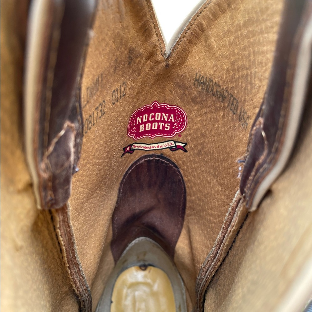 Nocona College Boots KU Jayhawk Leather Tan Western Cowgirl Boots Size 7 - Picture 4 of 11